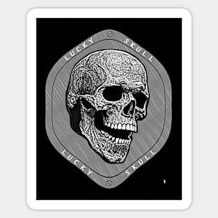 Black and white skull , having good luck Sticker